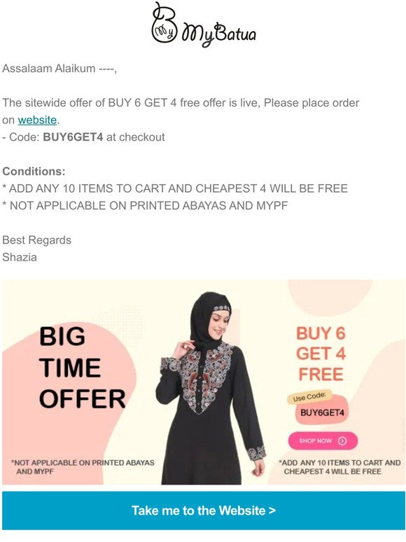 Enjoy Buy 6 Get 4 Free Offer, Guaranteed Eid Delivery