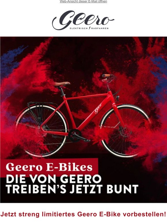 Jetzt vorbestellen ⚡ dein Geero E-Bike in Rot oder Blau!