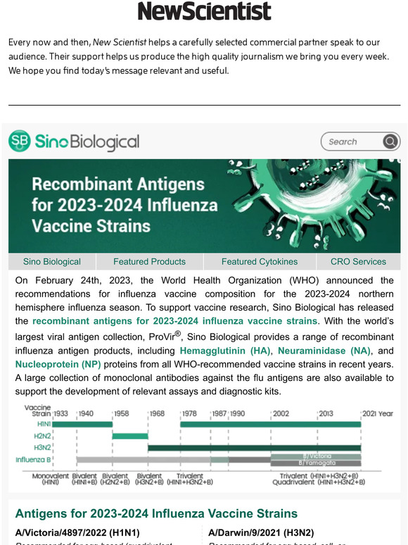New Scientist Antigens for 20232024 Influenza Vaccine