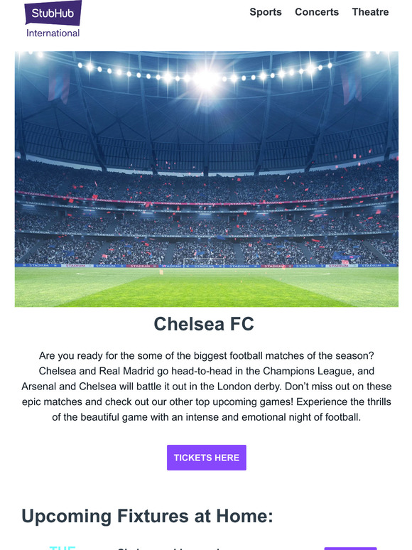 StubHub APAC Tickets to Chelsea's biggest games this season Milled