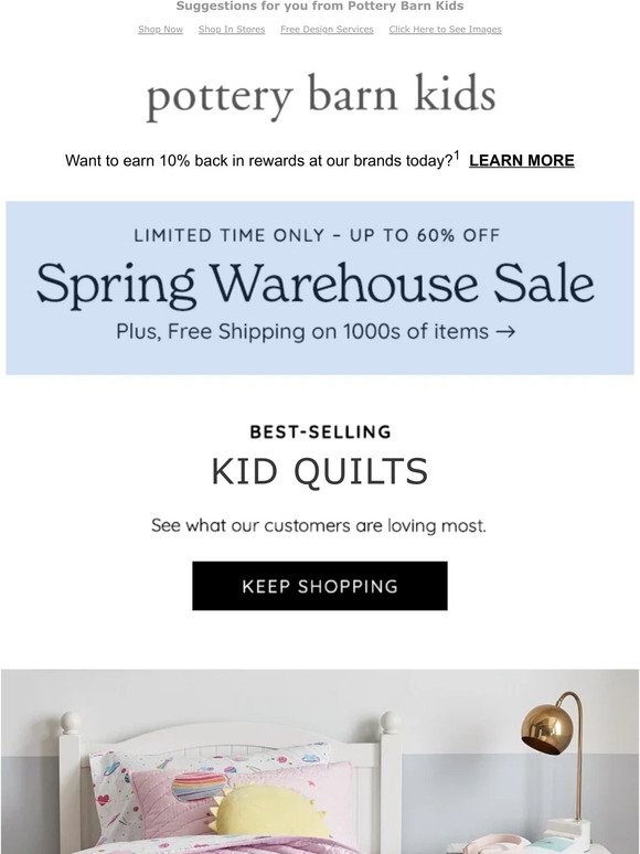 Calling your name: Kid Quilts... (+ The Spring Warehouse Sale is ON!)