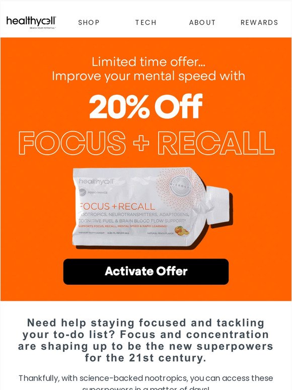 TIME SENSITIVE: 20% off Focus + Recall