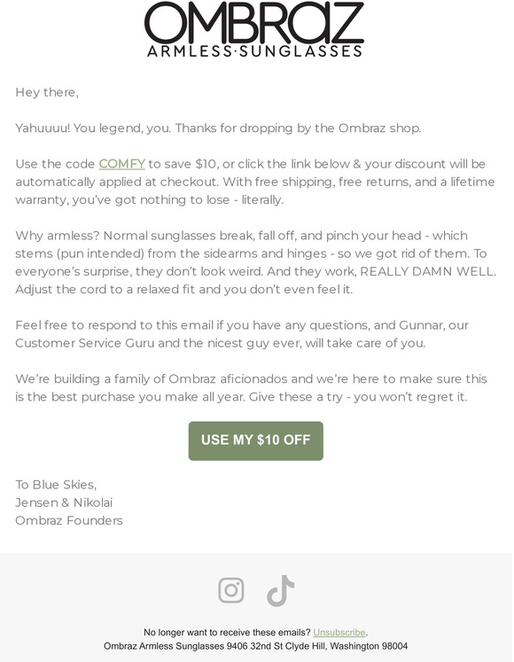 Welcome Friend - Here's Your $10 Off