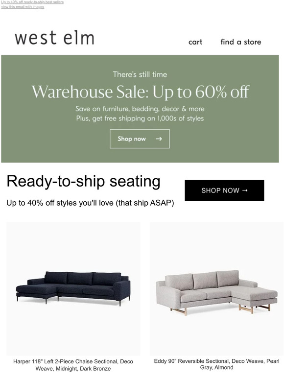 Just for you: IN-STOCK sofas & sectionals *Plus, there's still time to save up to 60% off!