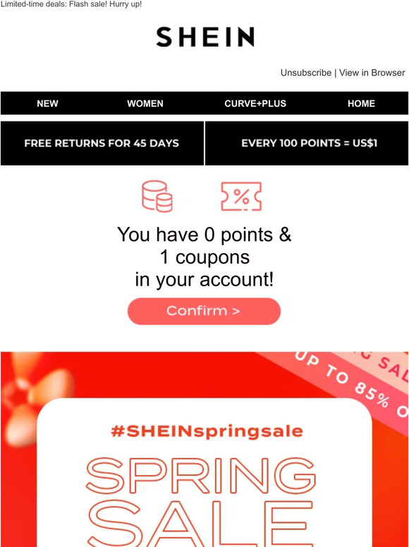 Shein Uk: — Confirm Your Account! You Have Unused Points And Vouchers 