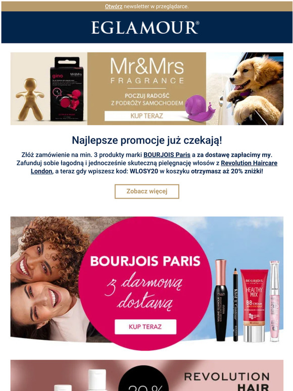 BOURJOIS Paris z darmową dostawą 🚛 Z kodem -20% na Revolution Haircare London 💰