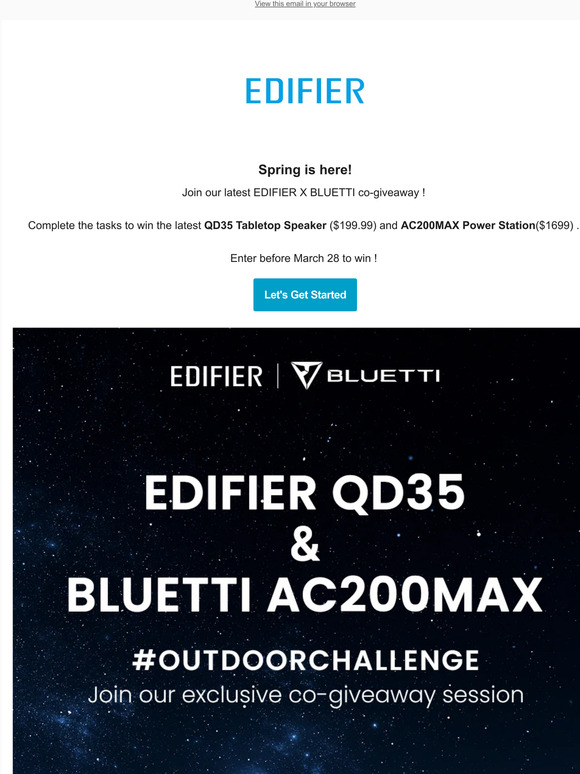 Spring is here! Join our latest EDIFIER X BLUETTI co-giveaway