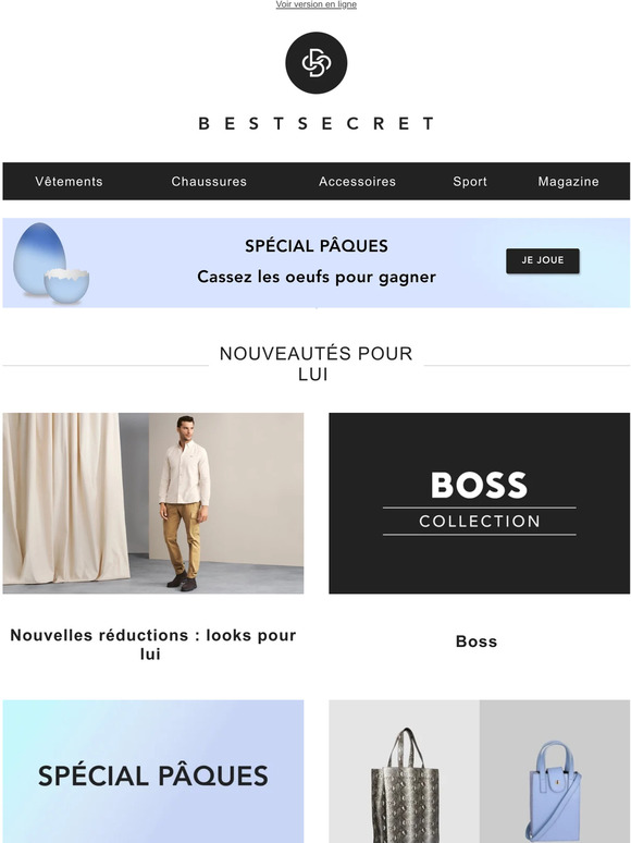 Nouvelles réductions : looks pour lui | Boss | Idées cadeaux | Sacs à petits prix