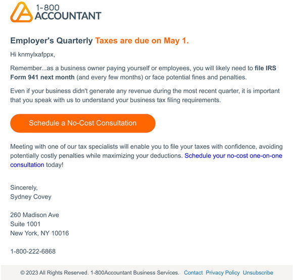 1-800Accountant: IRS deadline: May 1st quarterly taxes | Milled