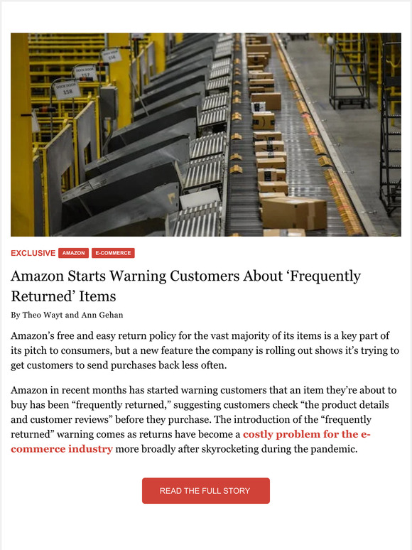 The Information Amazon Starts Warning Customers About ‘Frequently