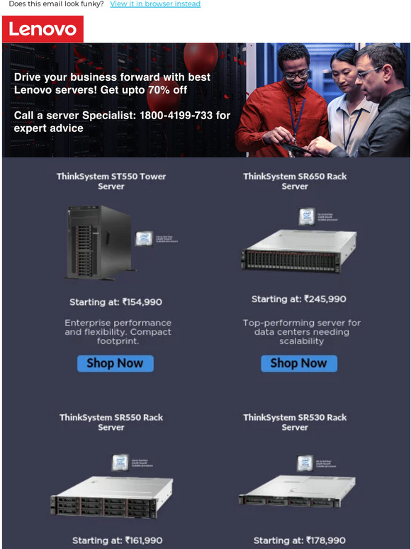 Upto 70% off on Lenovo servers  ! Grab this limited time offer now !