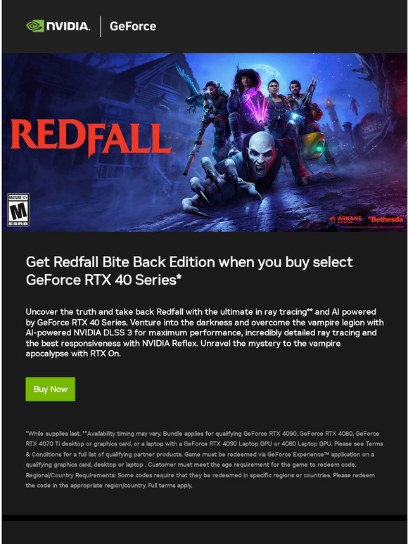 Redfall Bite Back Edition GeForce RTX 40 Series Bundle Available