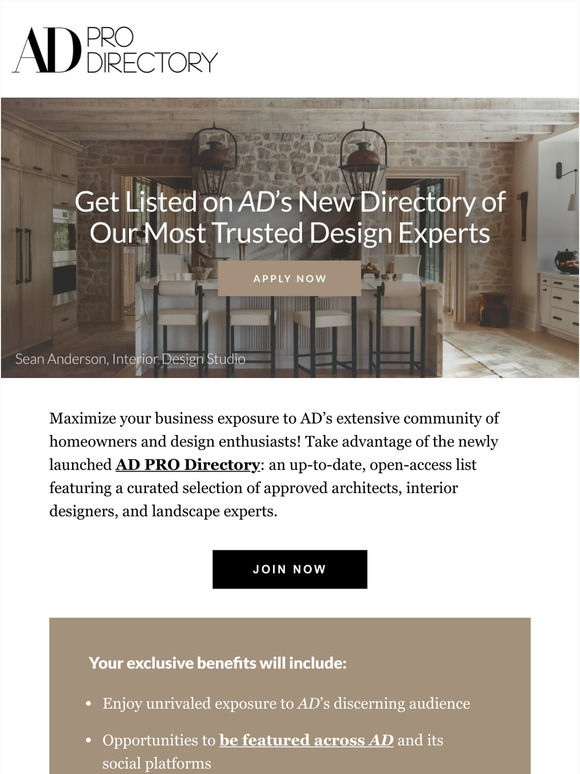 Architectural Digest Introducing the AD PRO Directory Milled