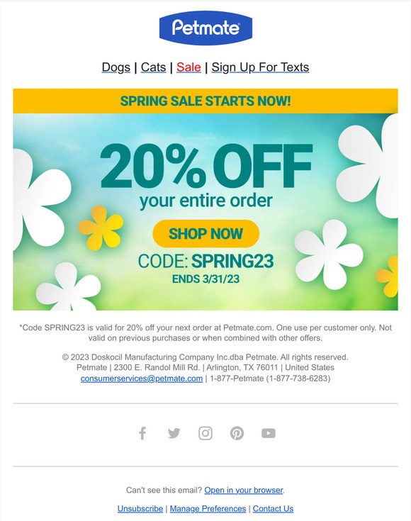 🌸 Save 20% Now! Get Ready for Spring 🌸
