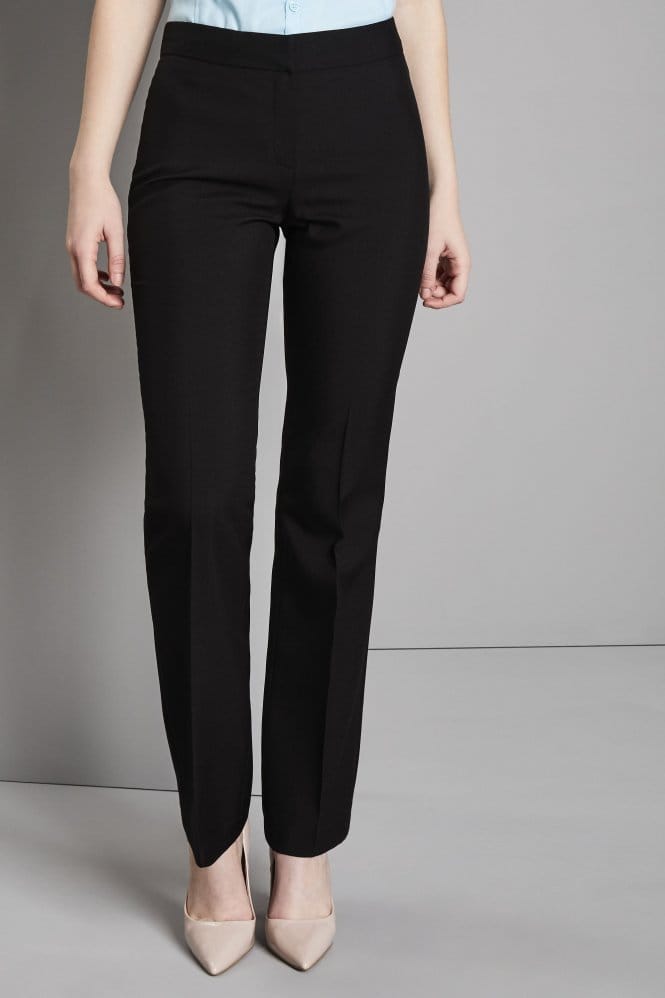 Women's Classic Unhemmed Bootleg Salon Trousers, Black