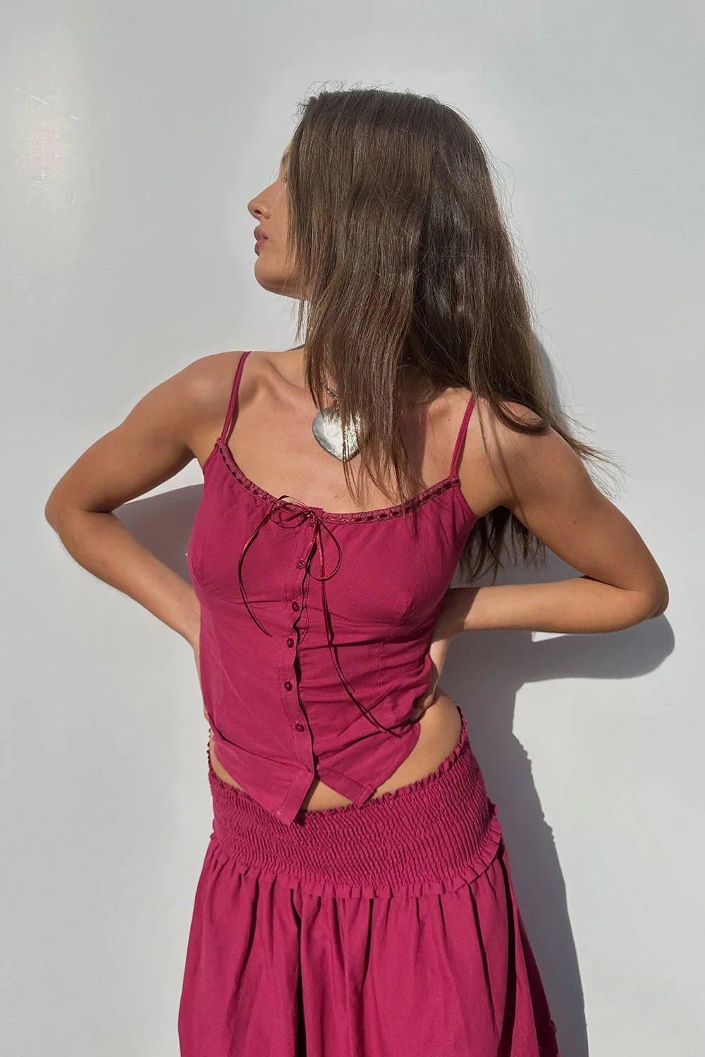 Image of Evangelina Button Up Tank - Bordeaux