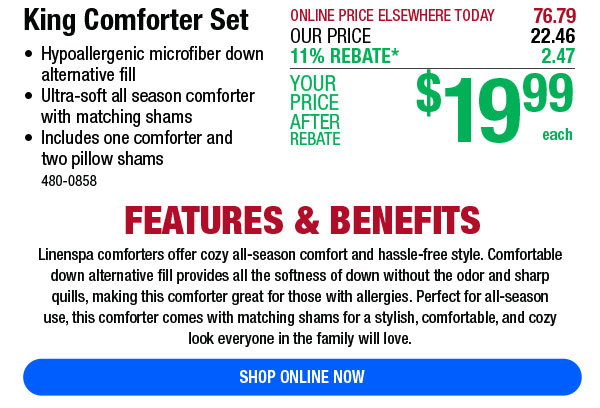 King Comforter Set $19.99 after rebate*