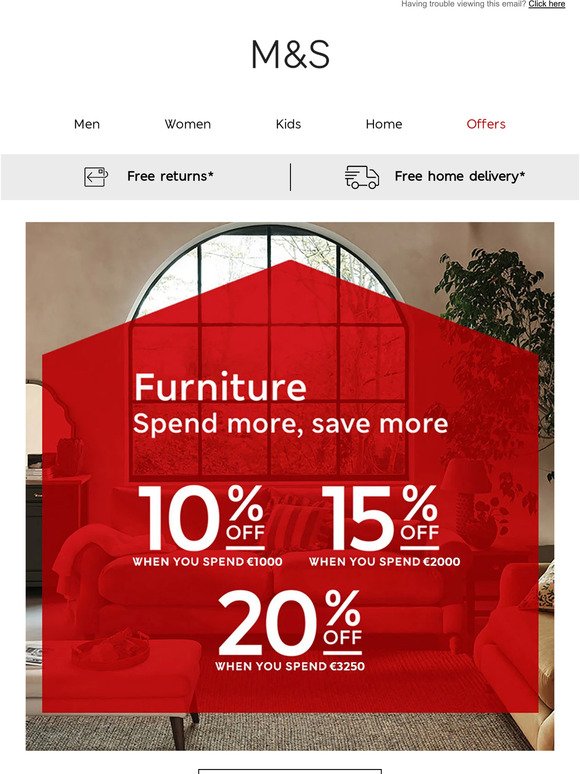 Up to 20% off furniture 🏃