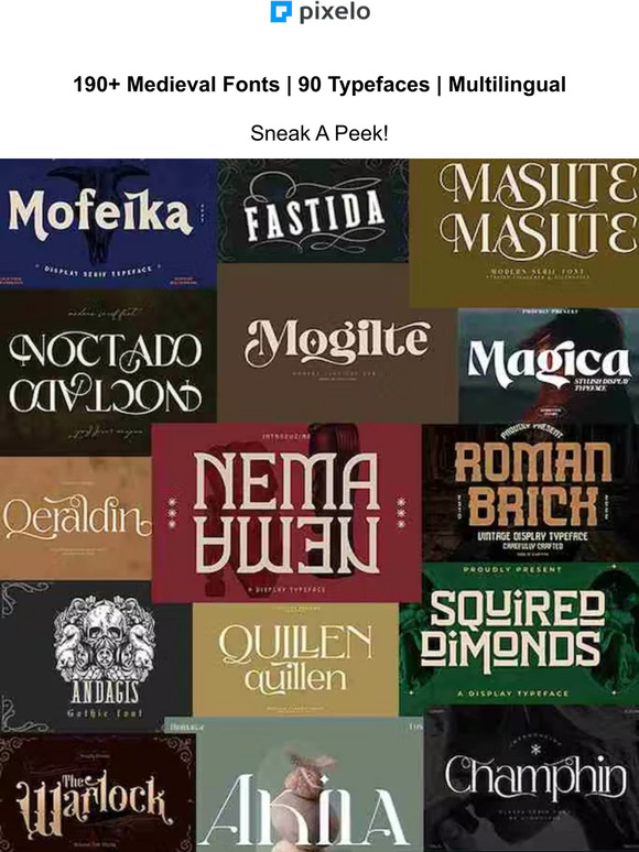 Pixelo: 💜Must Have 190+ Medieval Fonts! | Milled