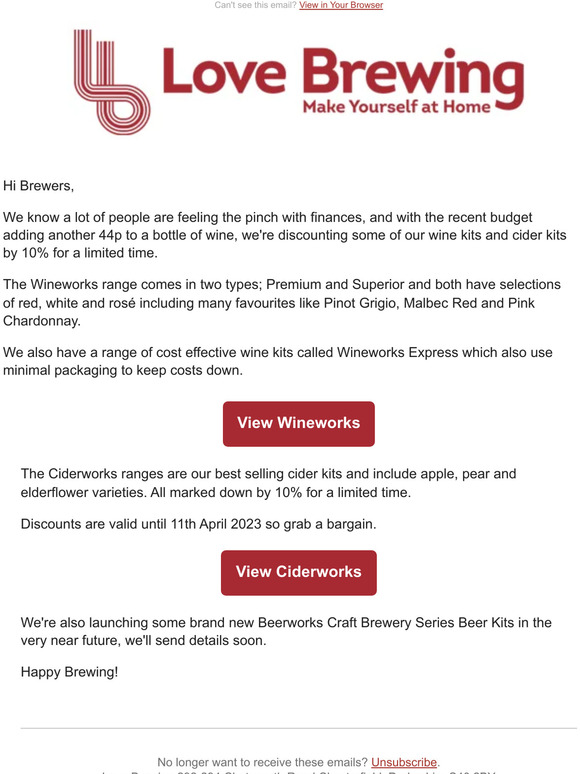 10% Off Wineworks and Ciderworks Kits!