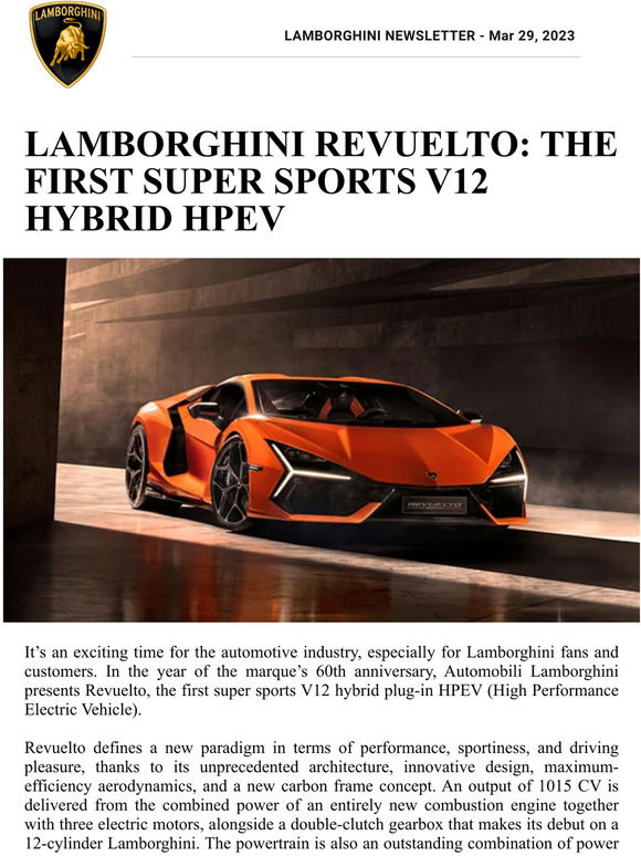 Lamborghini Revuelto: the first super sports V12 hybrid HPEV - EV Design &  Manufacturing