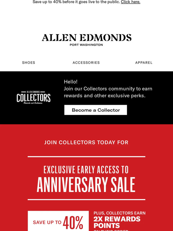 Allen Edmonds a Collector & shop Anniversary Sale now Milled