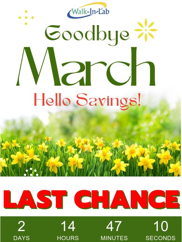 🌷 Goodbye March, hello savings! (Lab Tests on Sale) 