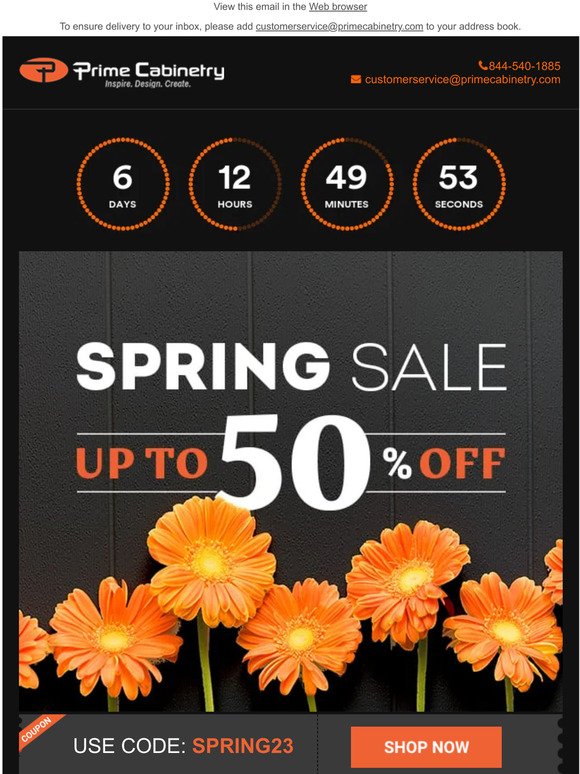 Think Spring and Save Up To 50% OFF TODAY!