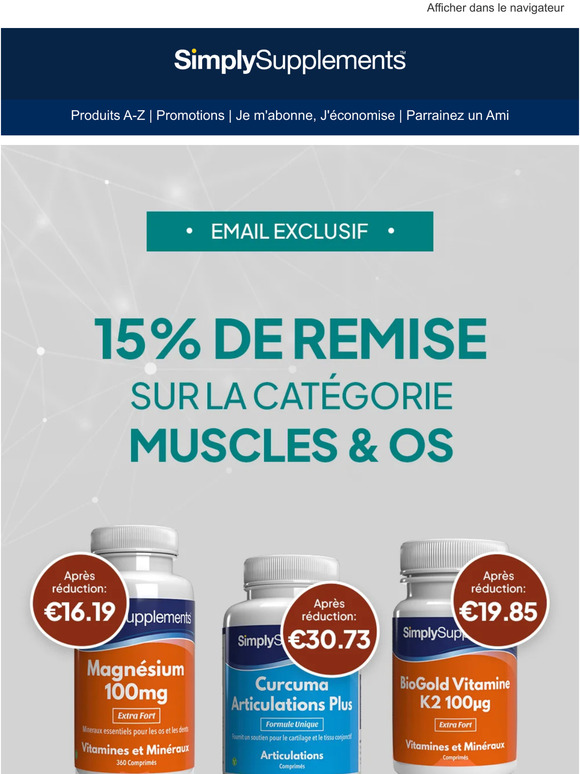 15% de remise sur la catégorie Muscles and Os