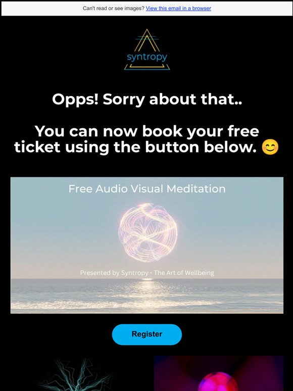 Oops! Correct link inside this email - Join us for a NEW psychedelic AV relaxation and breathwork experience! 😊