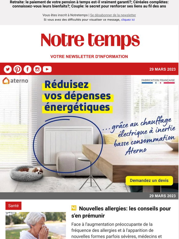 Notre Temps: Nouvelles allergies: nos conseils pour s'en prémunir ...