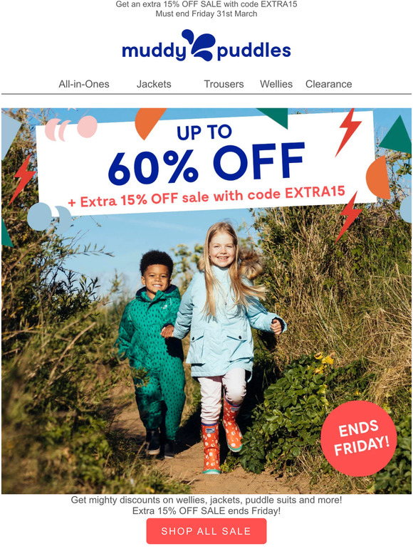 Hurry! Extra 15% OFF SALE must end Friday ☔