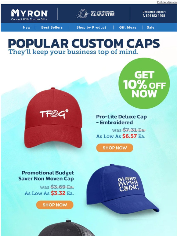 Enjoy 10% OFF Now On Custom Caps 🧢