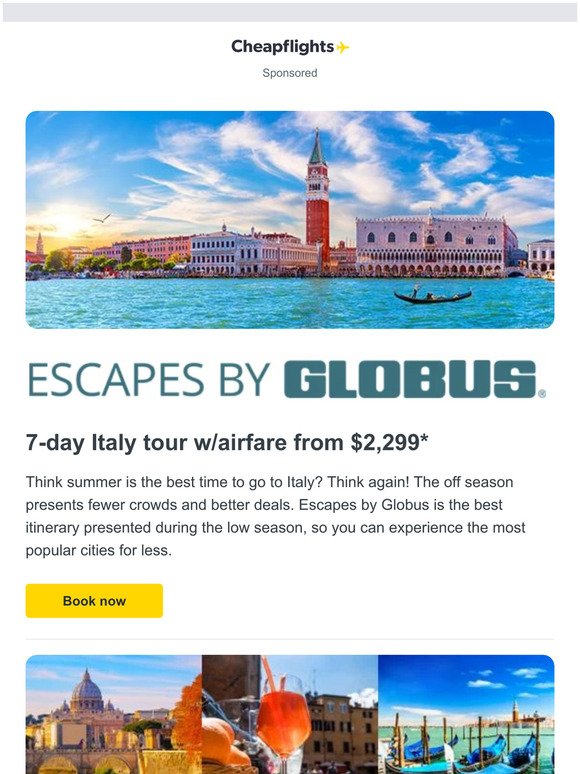 Italy tour w/air from $2,299 ✈
