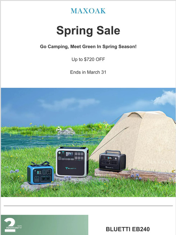 Get up to $720 off now! 1 day left in MAXOAK Spring Sale!