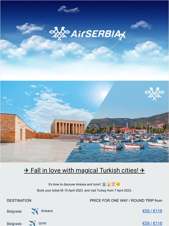 ✈️ It's time to discover Ankara and Izmir! Tickets 👉️ from €59 one way! ✈️