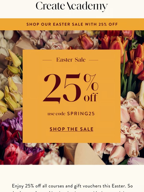 Easter sale 25% off everything 🌸