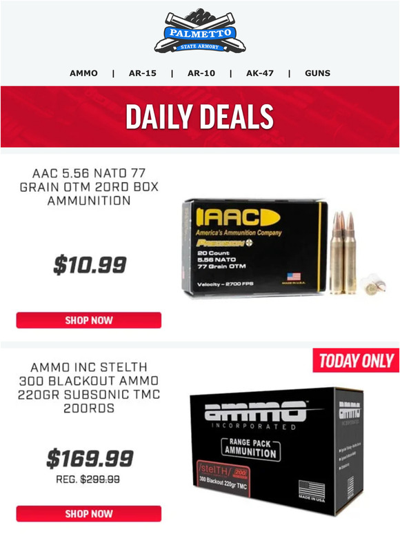 Palmetto State Armory: Today Only Deal! | Ammo Inc .300AAC Subsonic ...