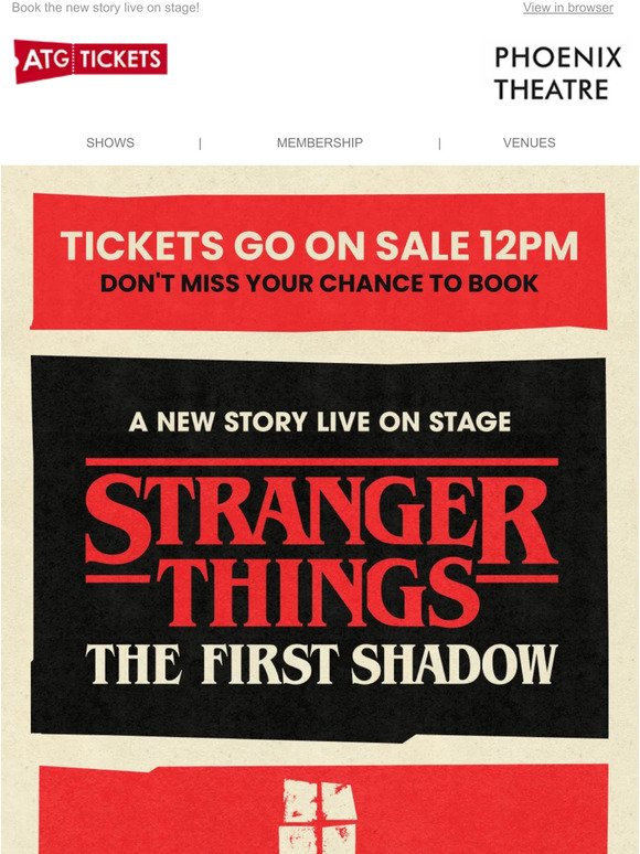 Stranger Things: The First Shadow tickets go on sale 12pm today