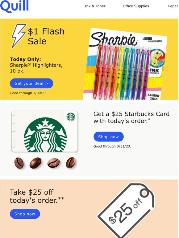 Last days to get a $25 Starbucks card.