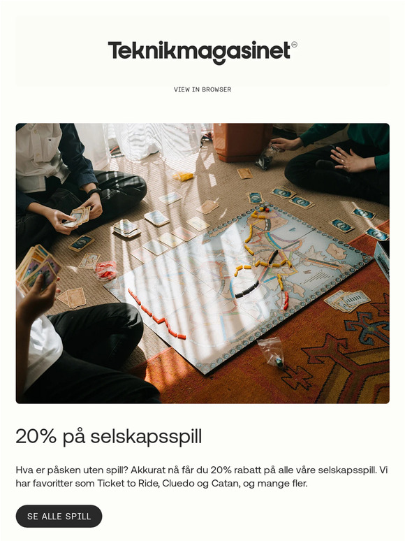 20% på alle selskapsspill
