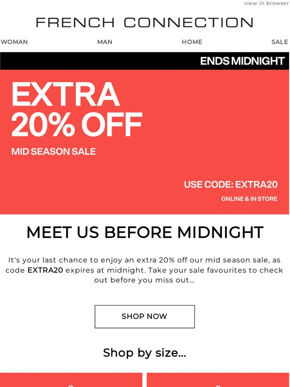 Extra 20% off sale ends soon