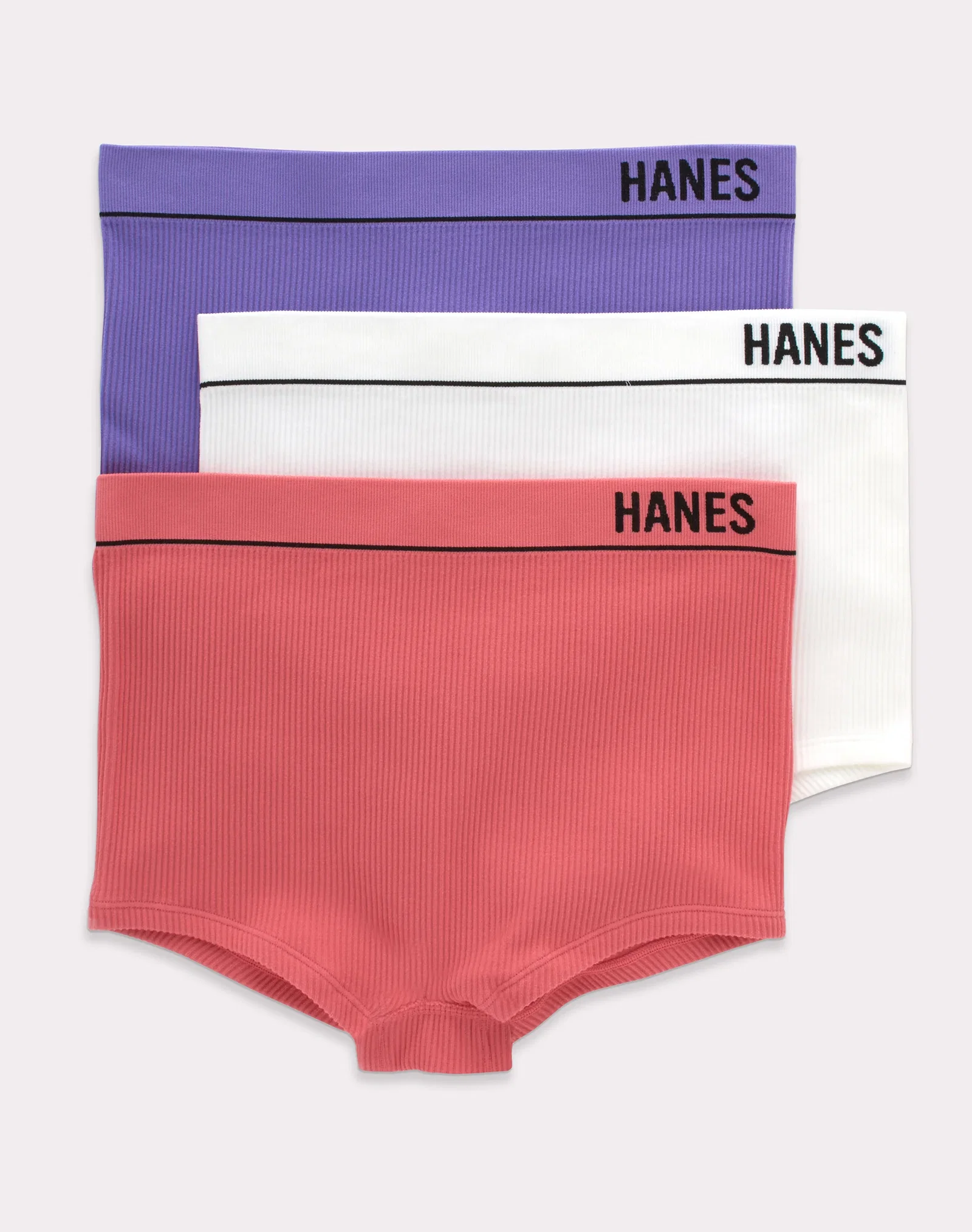 Hanes Originals Women's Underwear Seamless Rib Boyfit Panties, 3-Pack