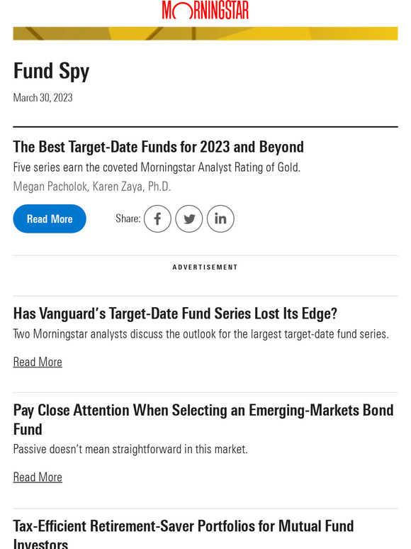 Morningstar Inc. The Best TargetDate Funds for 2023 and Beyond Milled