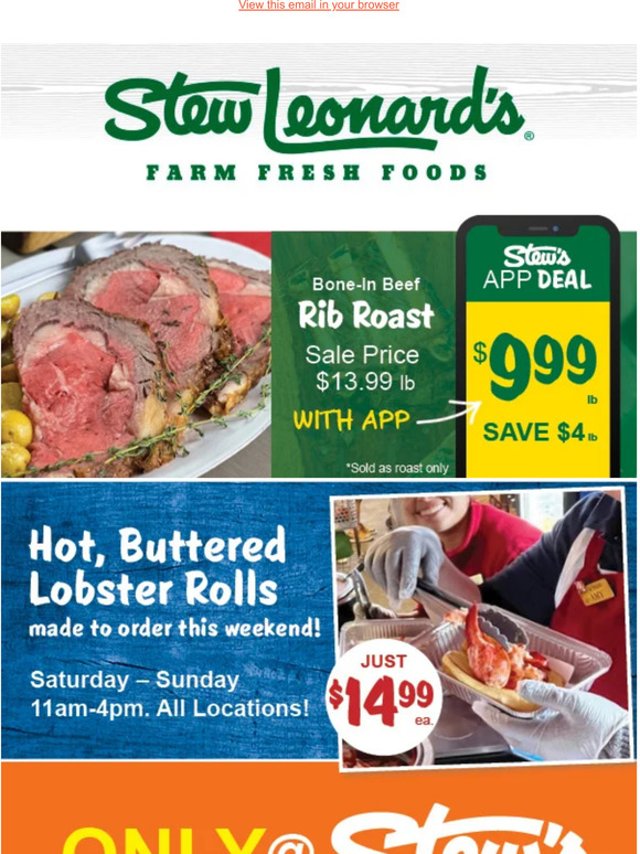 Stew Leonard's Gifts Only at Stew's Hot Buttered Lobster Rolls! Milled