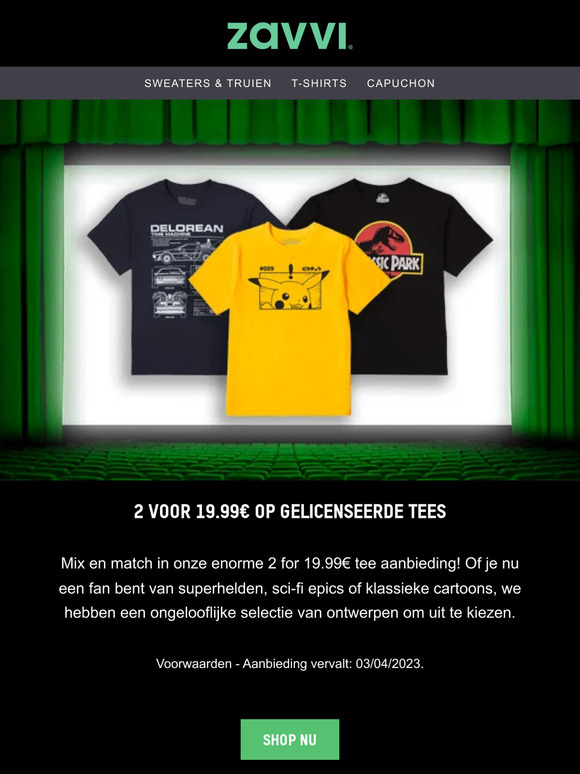 2 VOOR €19,99 GELICENTIEERDE T-SHIRTS