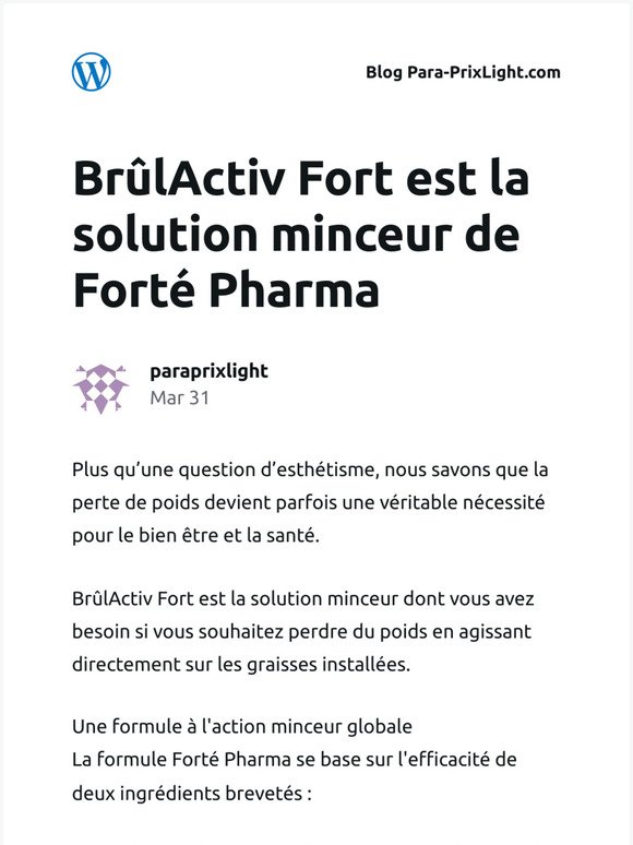 [Nouvel article] BrûlActiv Fort est la solution minceur de Forté Pharma