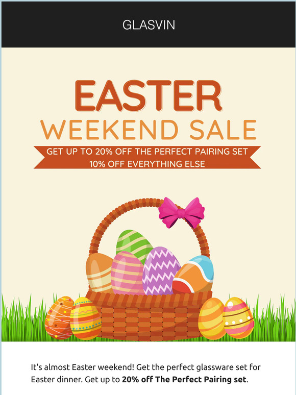 Easter Sale! Up to 20% OFF The Perfect Pairing. Ends Easter Monday Hop to It!