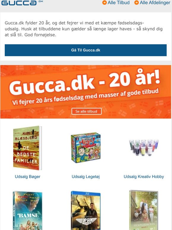 Gucca.dk fejrer 20 års fødselsdag med et kæmpe udsalg