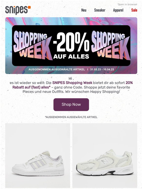 Snipes: -20% in der SNIPES Shopping Week | Milled